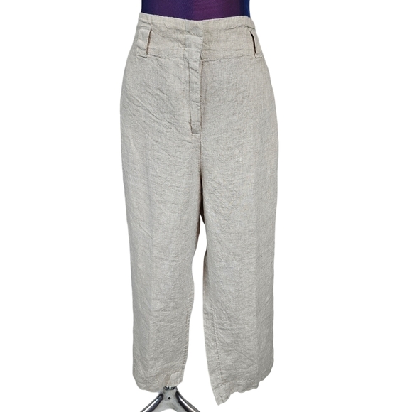 Chico's Khaki Linen High Rise Casual Wide Leg Pants Size 12 Women's T45 - Picture 9 of 9